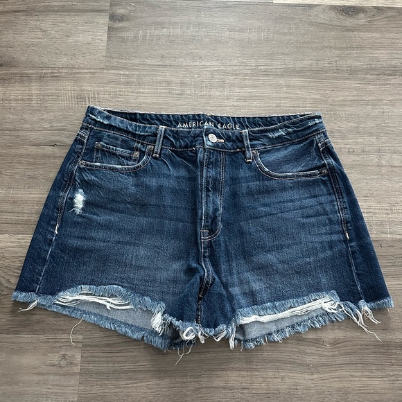 American Eagle Outfitters Blue Jean Shorts Distressed High-Waisted - Picture 1 of 4